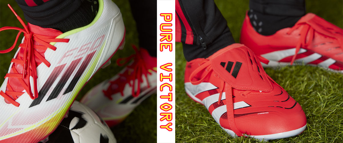 The Pure Victory pack of footwear from adidas is available now at Soccer Center